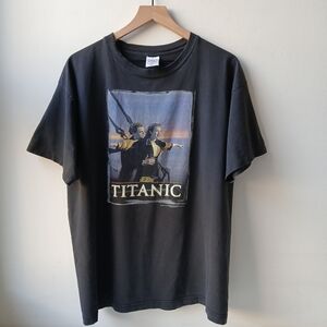 Vintage Titanic Movie Promo T Shirt Black Distressed Unisex XL